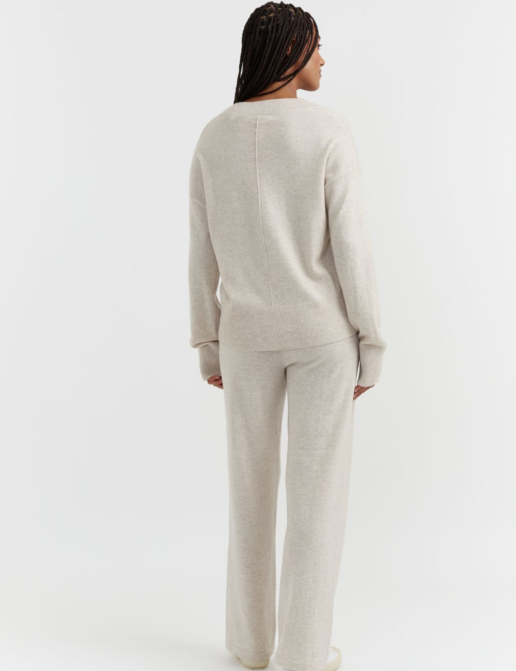 Wool Rich Wide Leg Relaxed Joggers with Cashmere 3 of 3