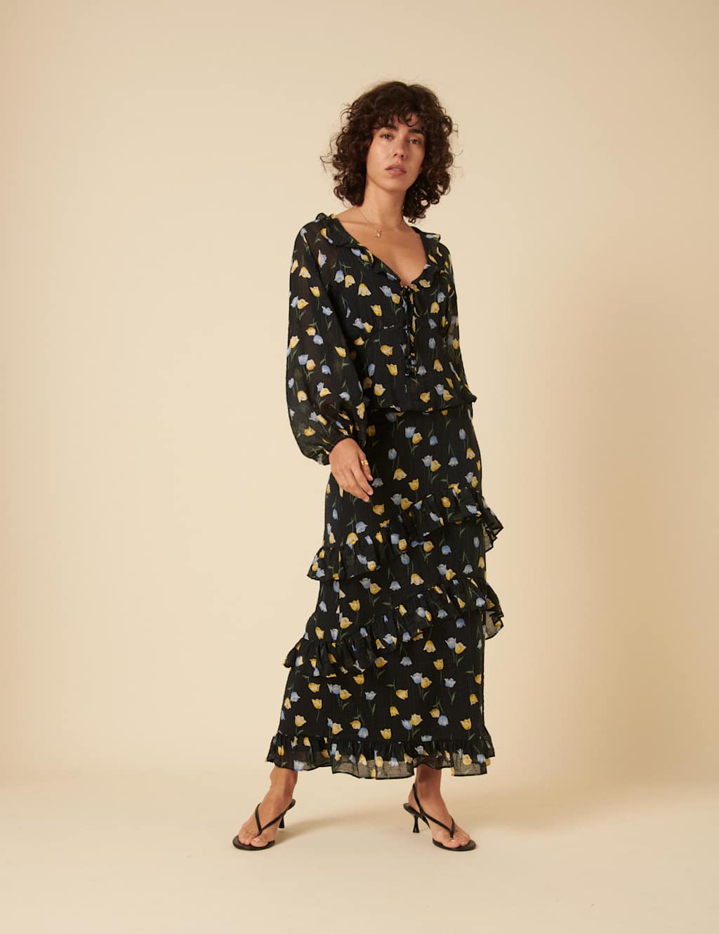 Floral Ruffle Maxi Tiered Skirt 2 of 5