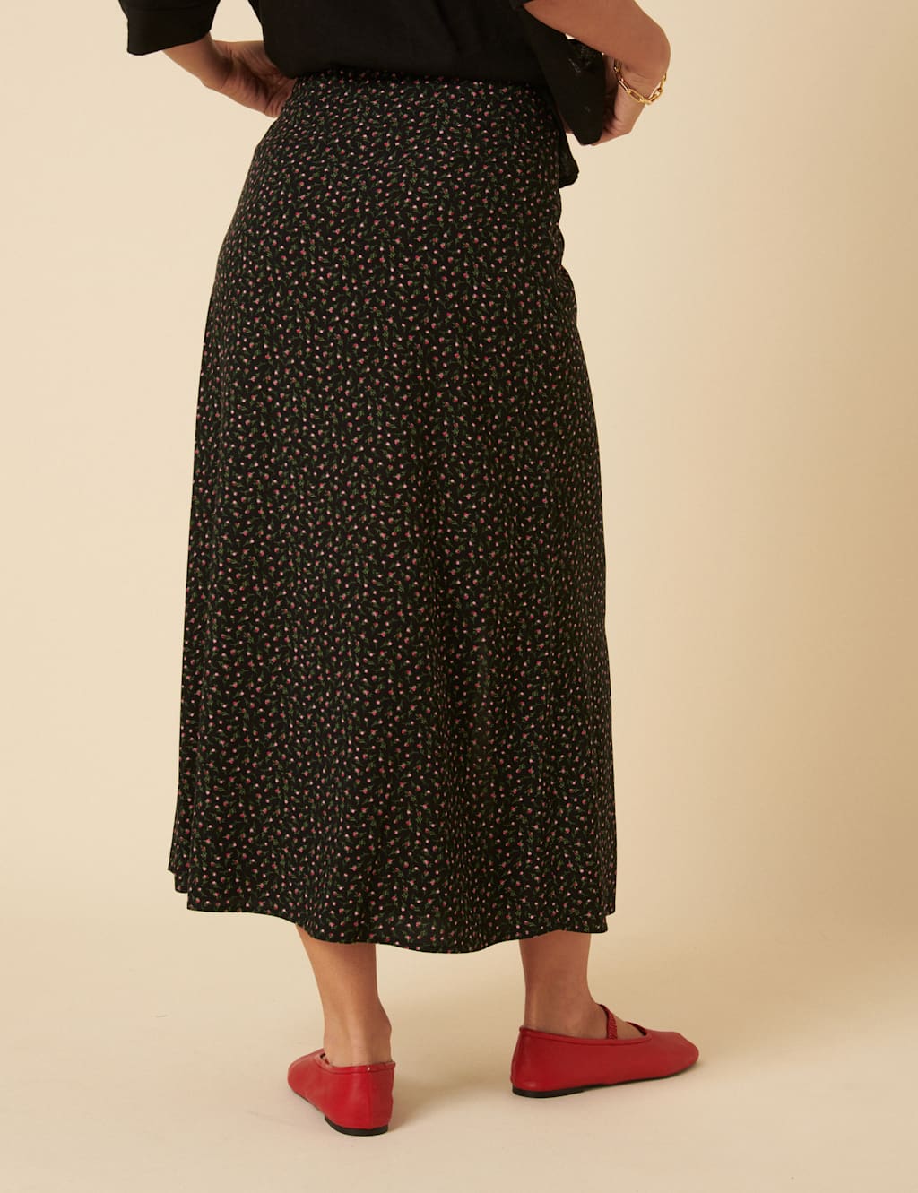 Floral Split Front Midi A-Line Skirt 4 of 8