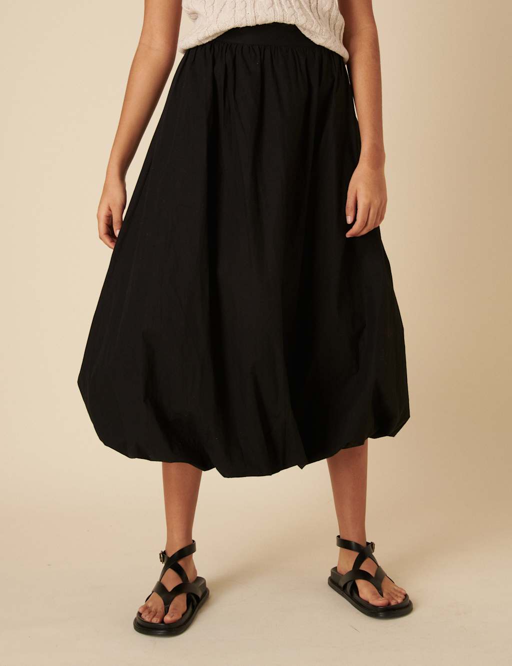 Pure Cotton Bubble Hem Midi Circle Skirt 1 of 5