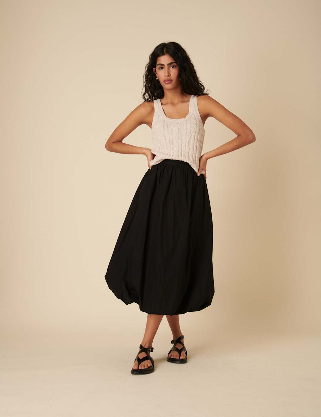 Pure Cotton Bubble Hem Midi Circle Skirt 2 of 5