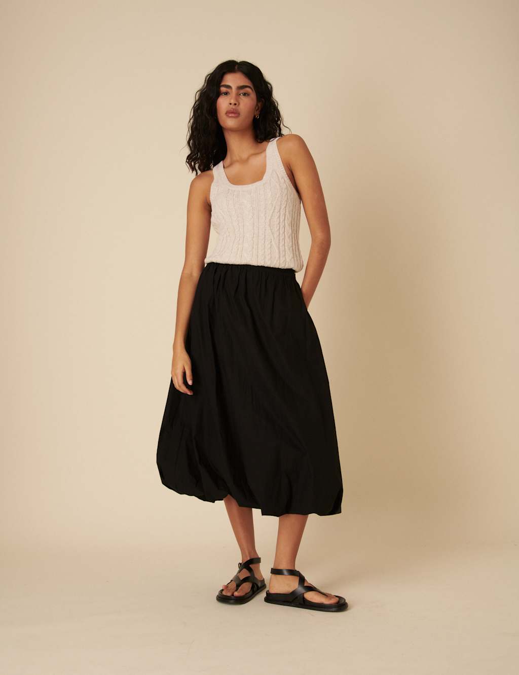 Pure Cotton Bubble Hem Midi Circle Skirt 5 of 5