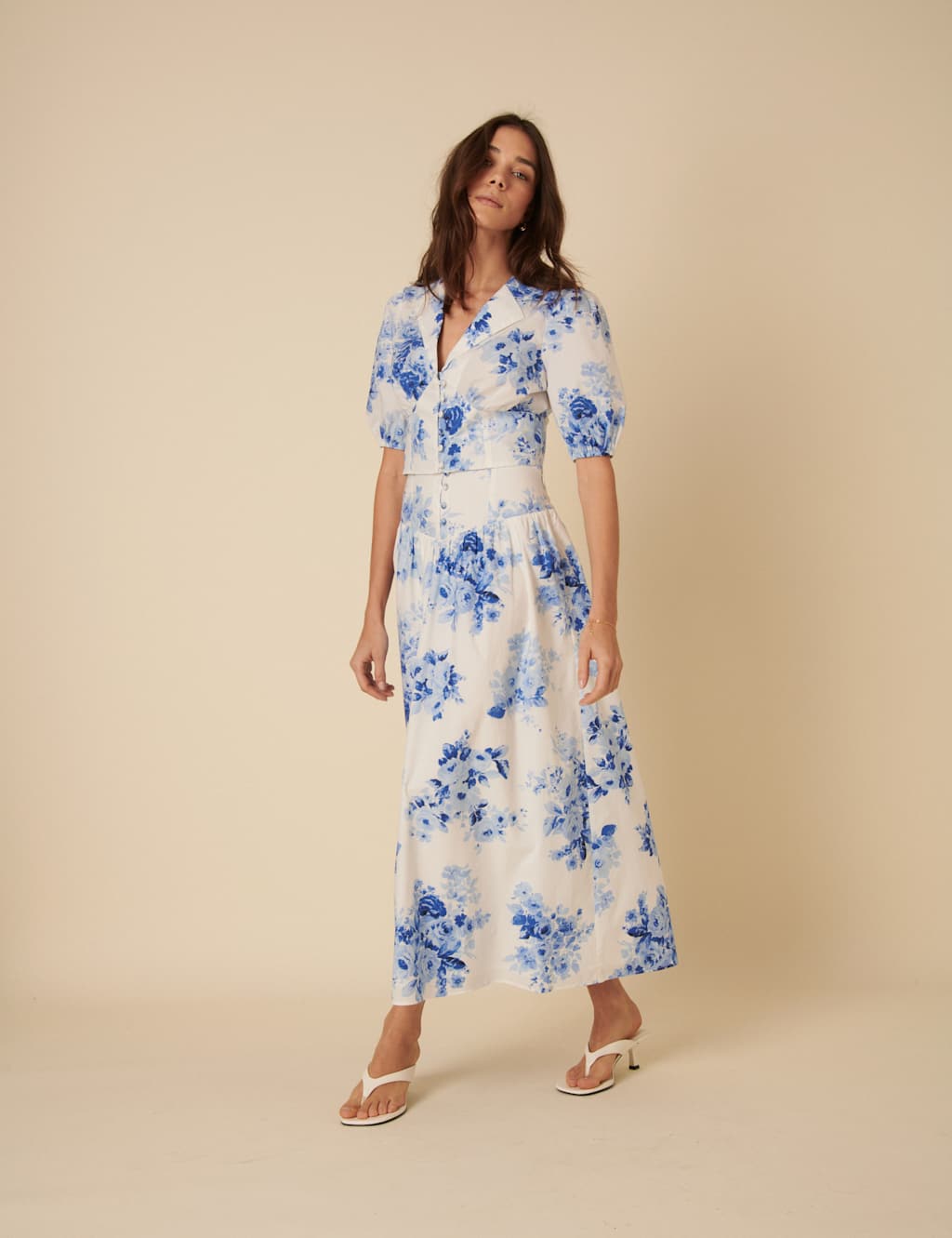 Pure Cotton Floral Midaxi A-Line Skirt 2 of 5