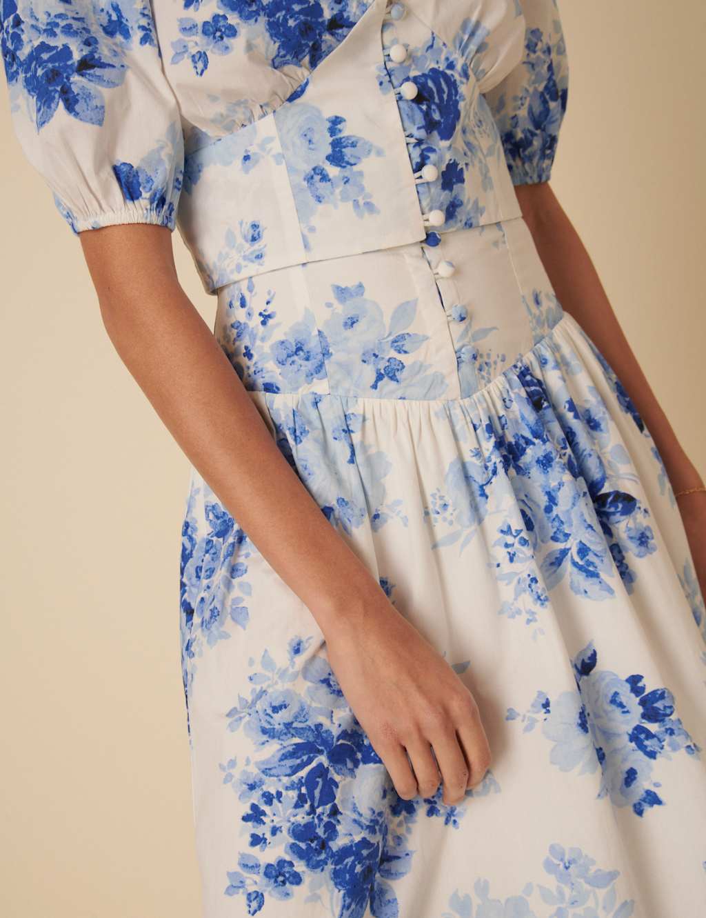 Pure Cotton Floral Midaxi A-Line Skirt 4 of 5