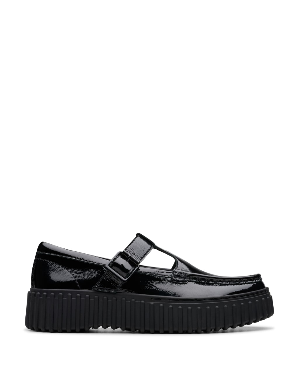 Leather Patent Buckle Flatform Pumps