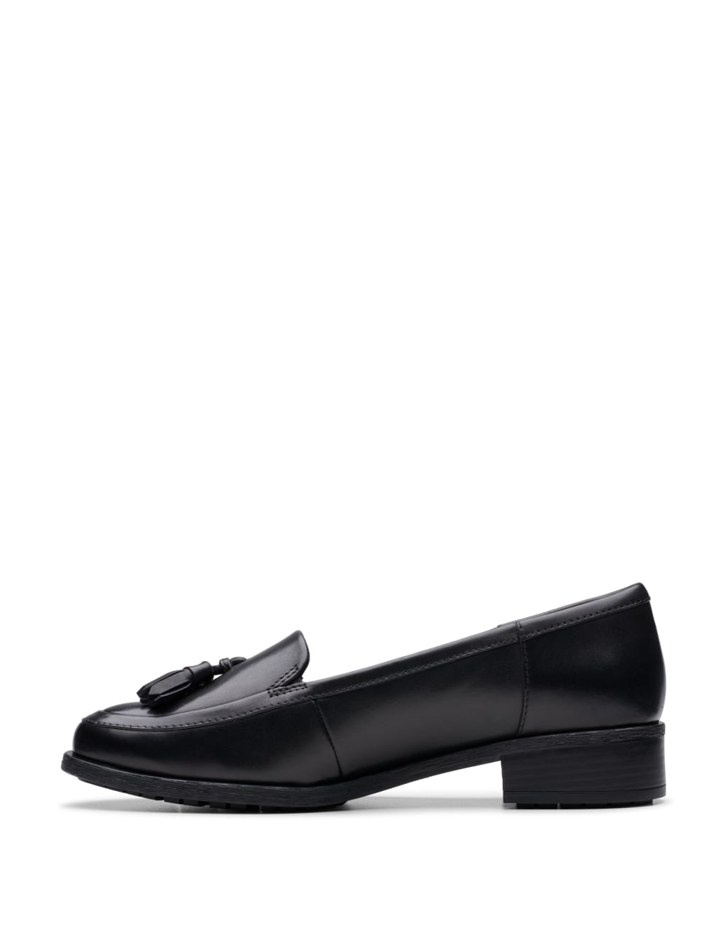 Leather Tassel Block Heel Loafers 3 of 7