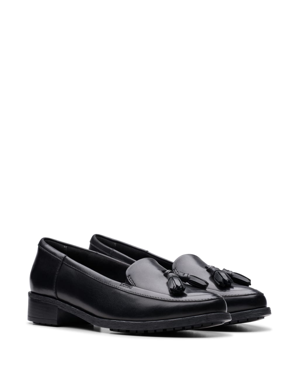 Leather Tassel Block Heel Loafers 5 of 7