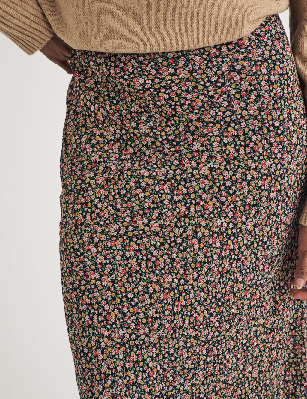 Floral Midi Slip Skirt