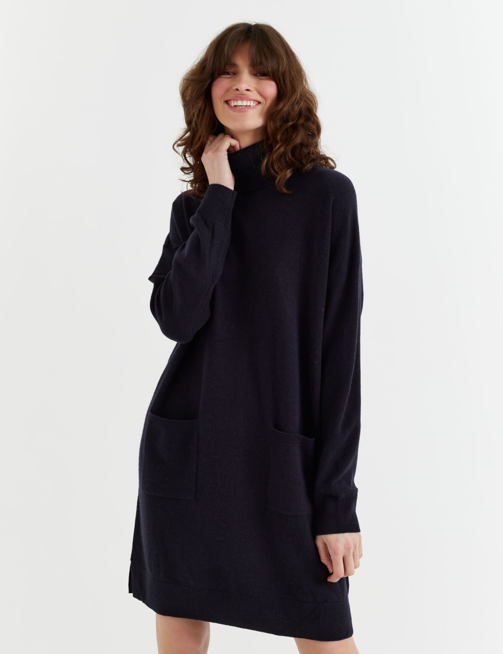 Wool Rich Knitted Roll Neck Mini Dress with Cashmere 3 of 3