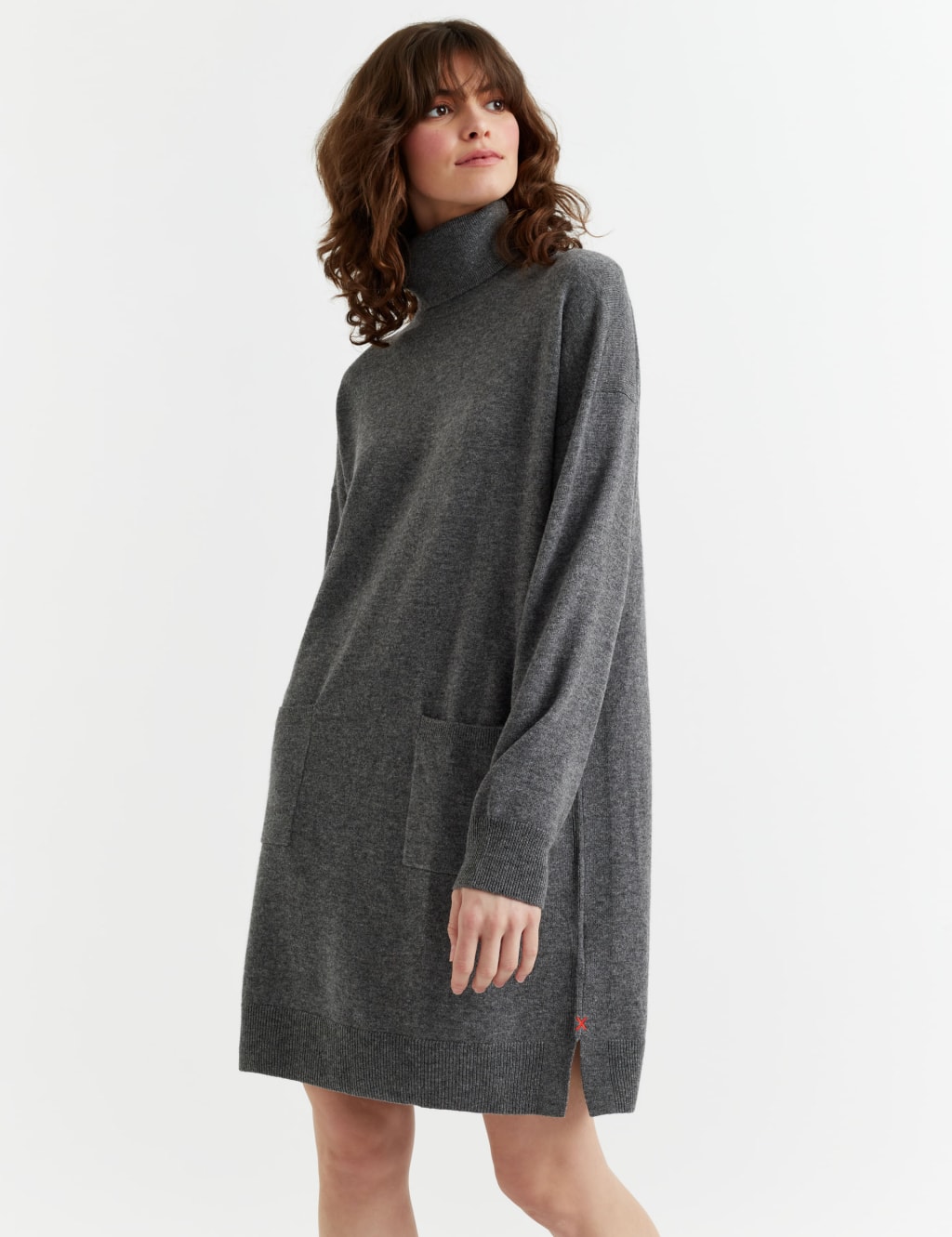 Wool Rich Knitted Roll Neck Mini Dress with Cashmere 2 of 3