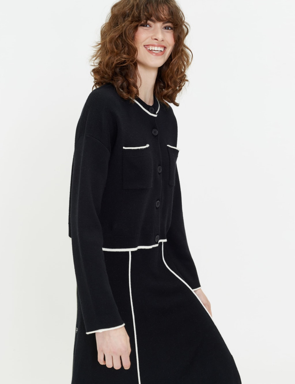 Pure Merino Wool Crew Neck Cardigan