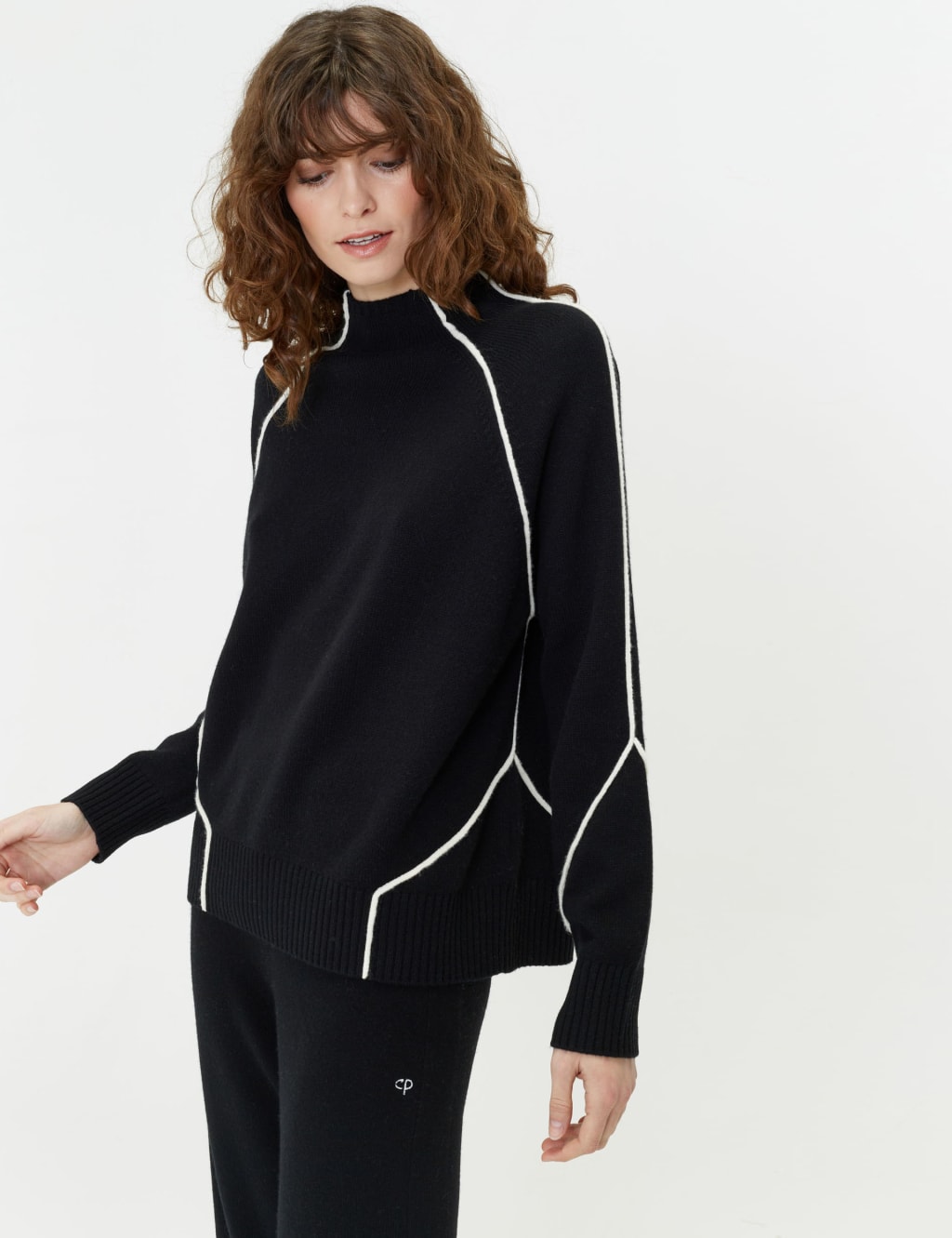 Wool Rich Funnel Neck Raglan Sleeve Jumper with Cashmere