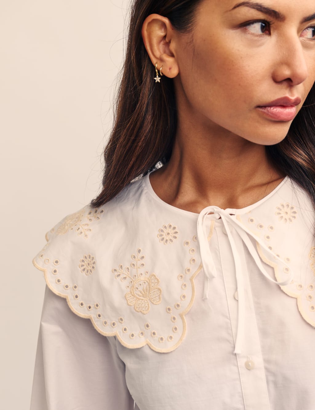 Pure Cotton Broderie Peter Pan Collar Blouse Nobody s Child M S