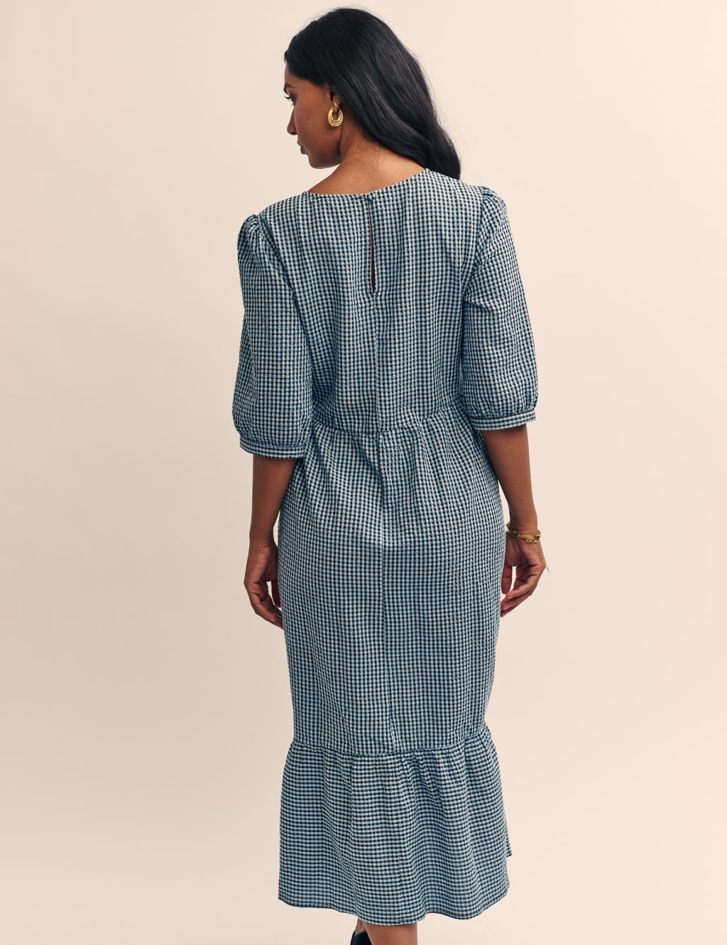 Cotton gingham dress clearance