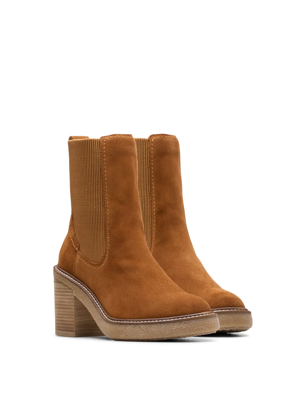 Suede Chelsea Block Heel Boots Clarks M S
