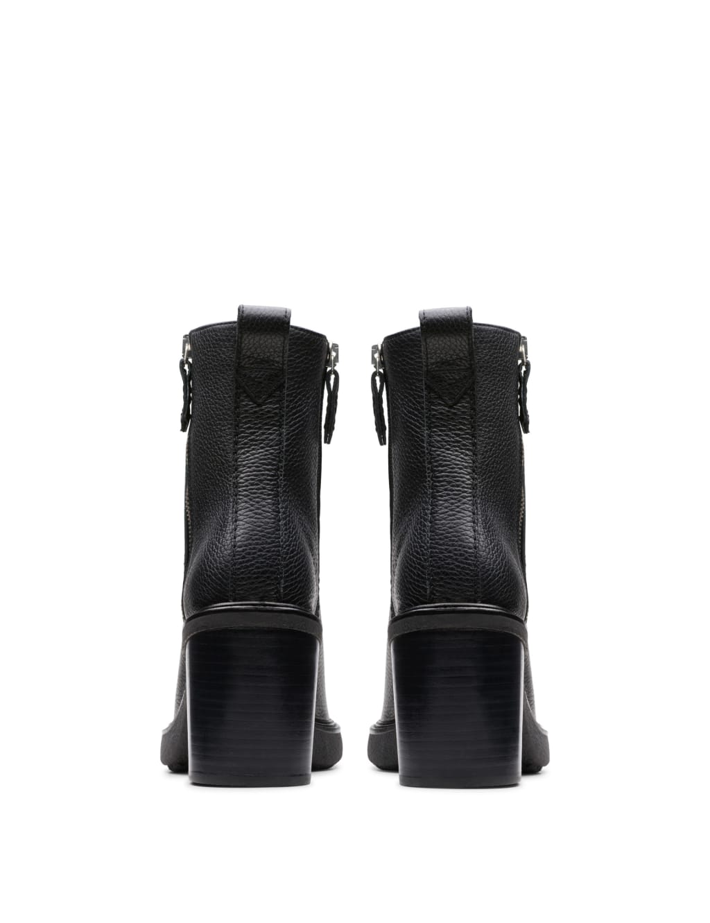 Leather Block Heel Round Toe Ankle Boots Clarks M S