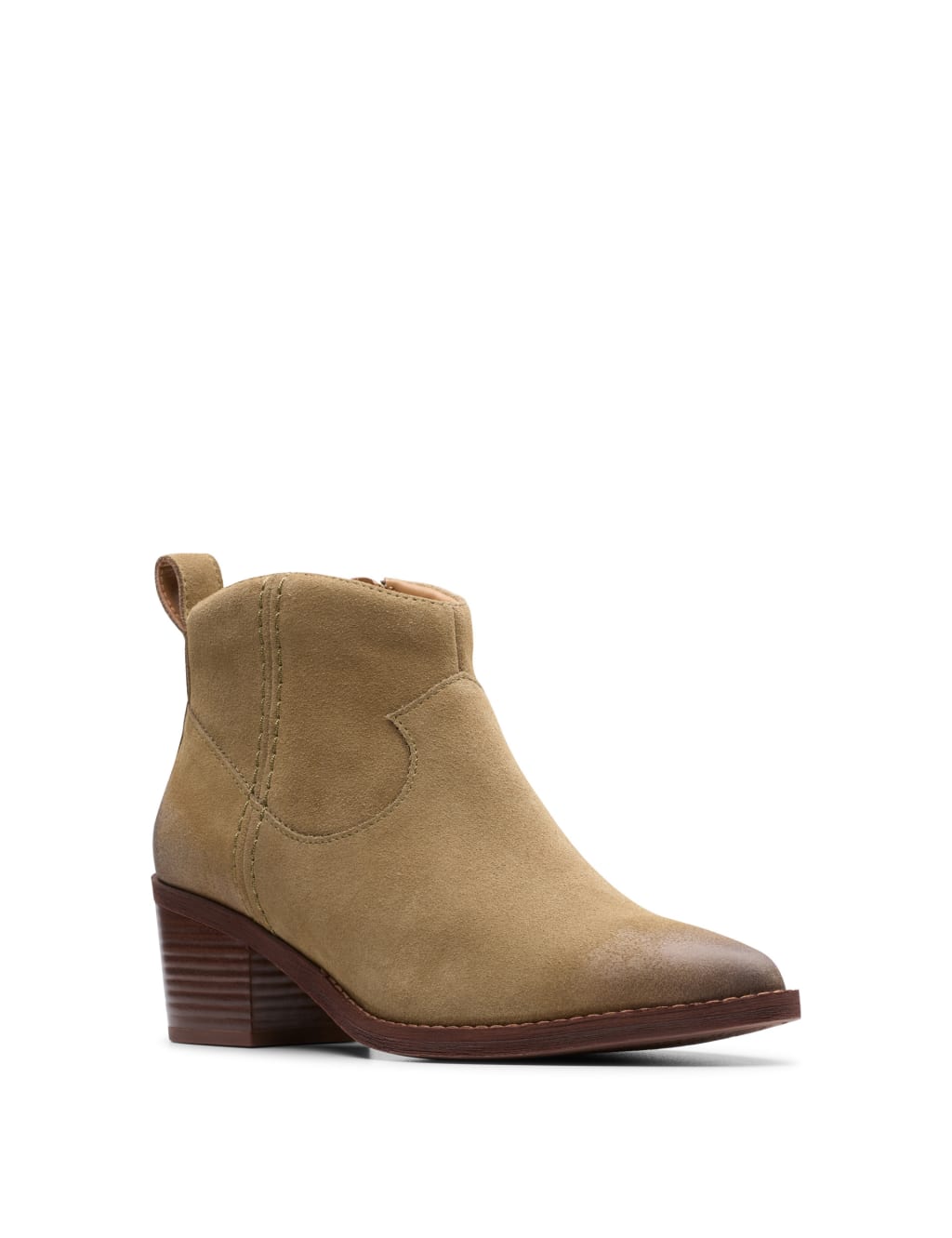 Suede Block Heel Pointed Ankle Boots 3 of 7