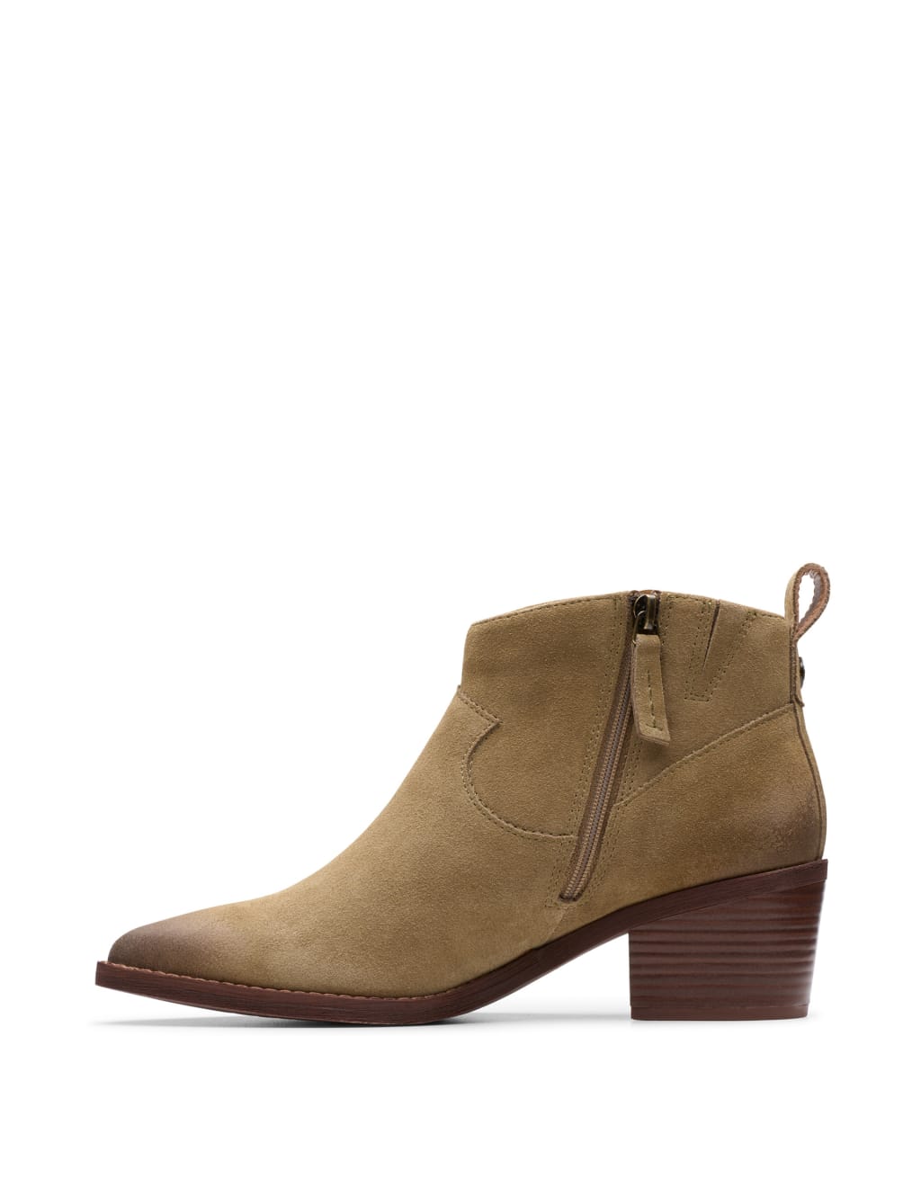 Suede Block Heel Pointed Ankle Boots 4 of 7
