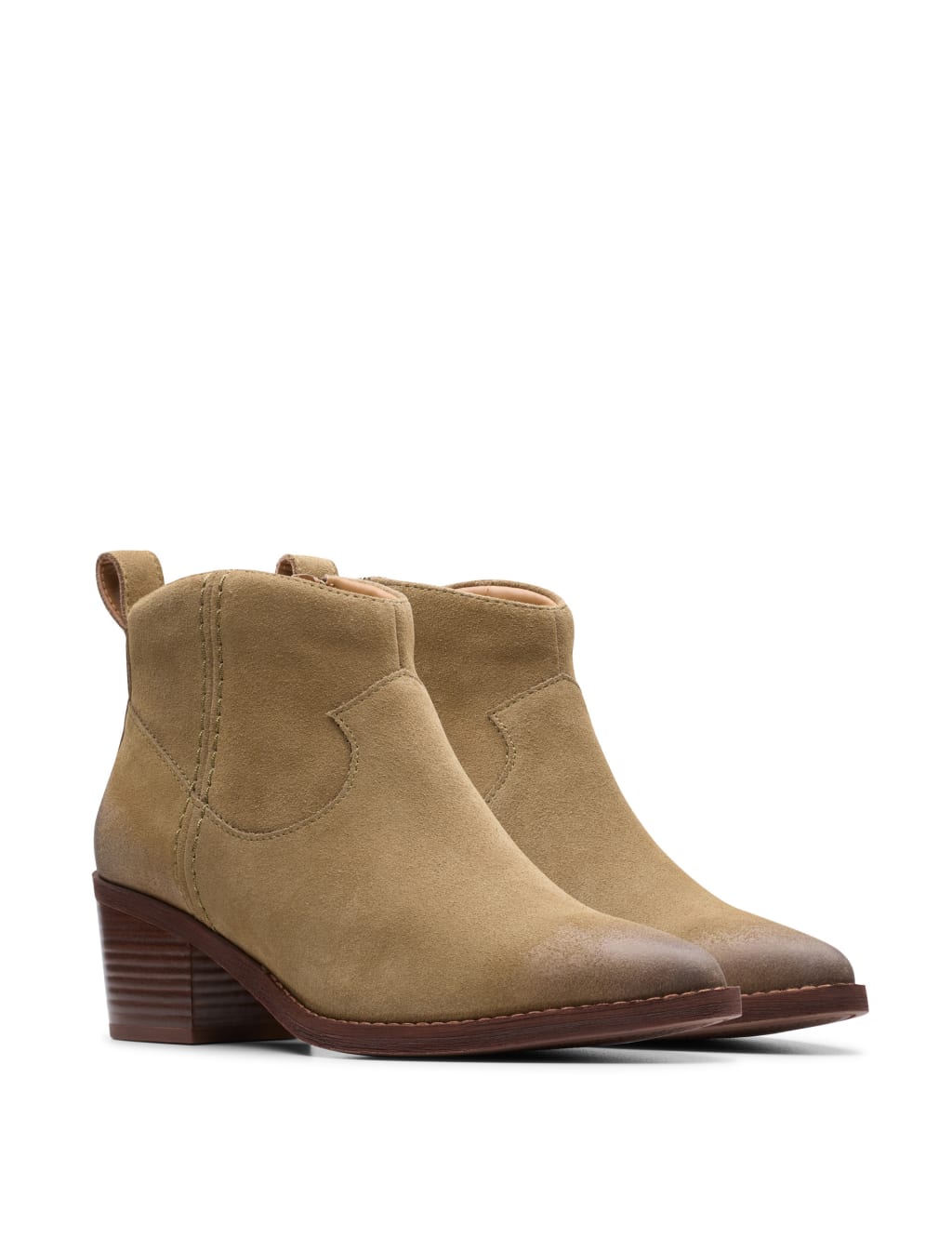 Suede Block Heel Pointed Ankle Boots 2 of 7