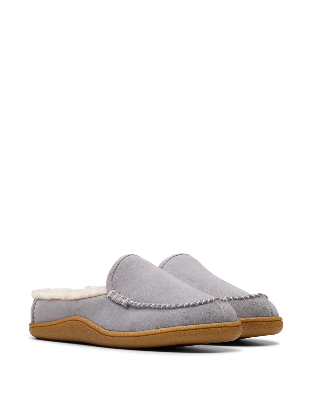 Suede Faux Fur Lined Mule Slippers 2 of 7