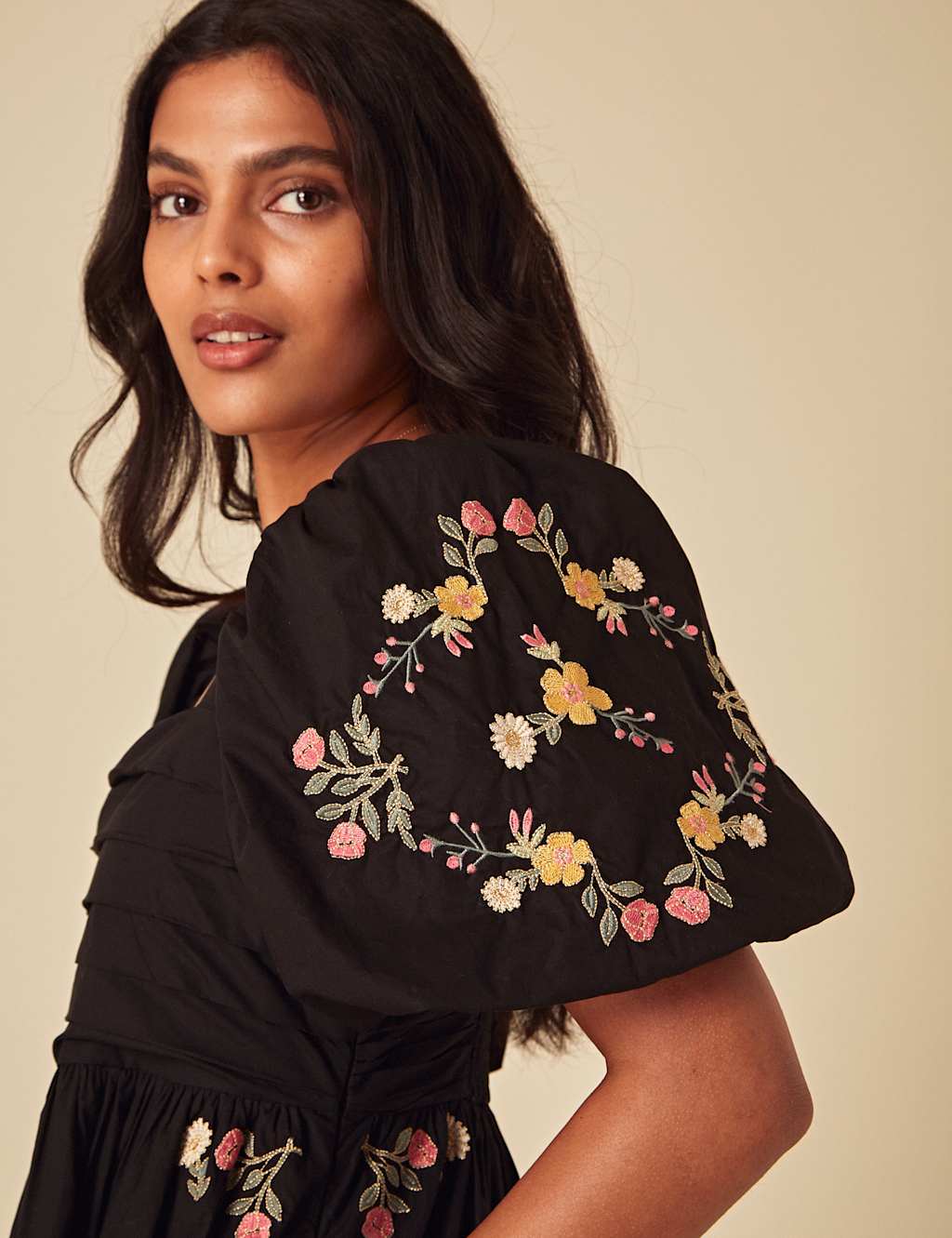 Pure Cotton Embroidered Midi Dress 3 of 4