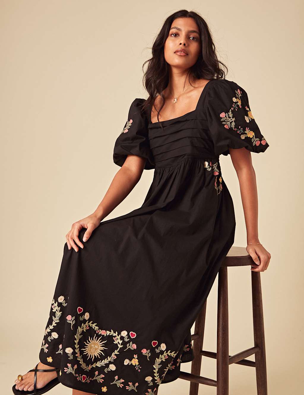 Pure Cotton Embroidered Midi Dress 4 of 4
