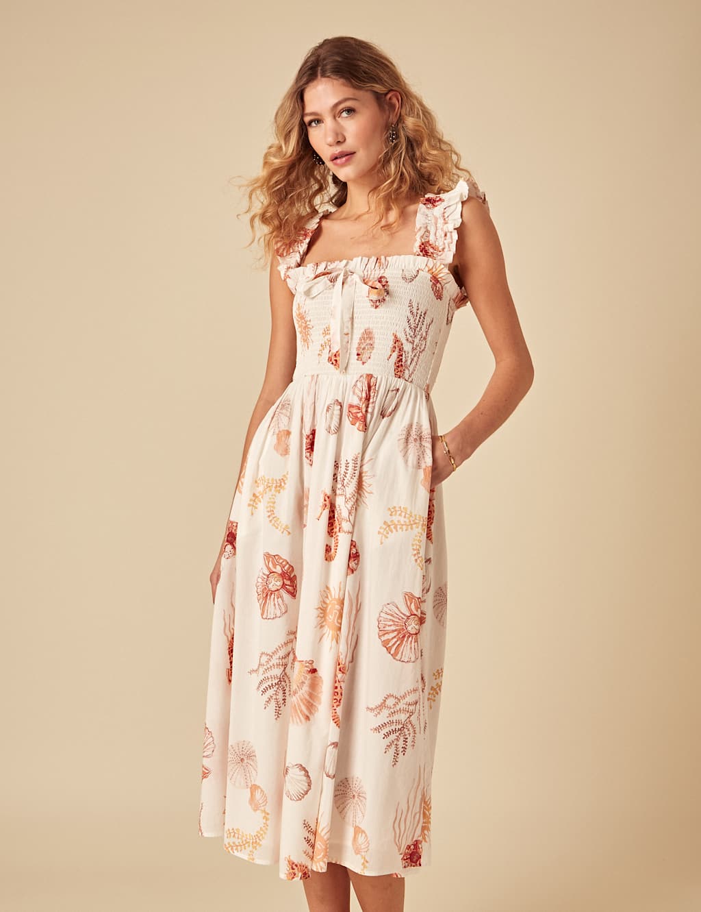 Pure Cotton Printed Midi Dress 2 of 4
