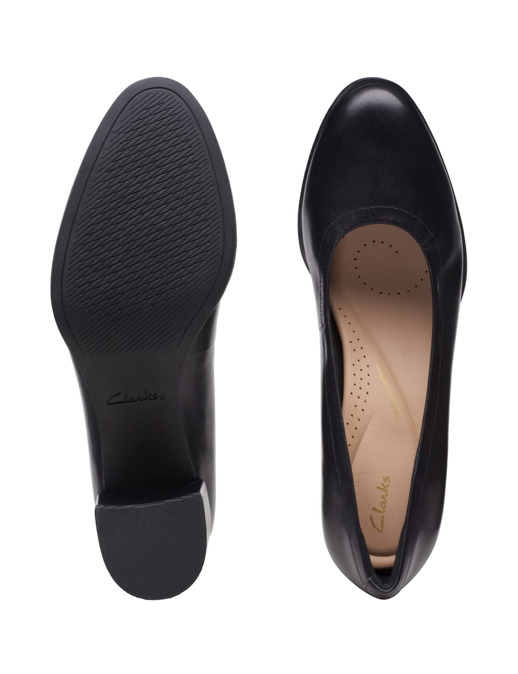 Leather Block Heel Court Shoes Clarks M S