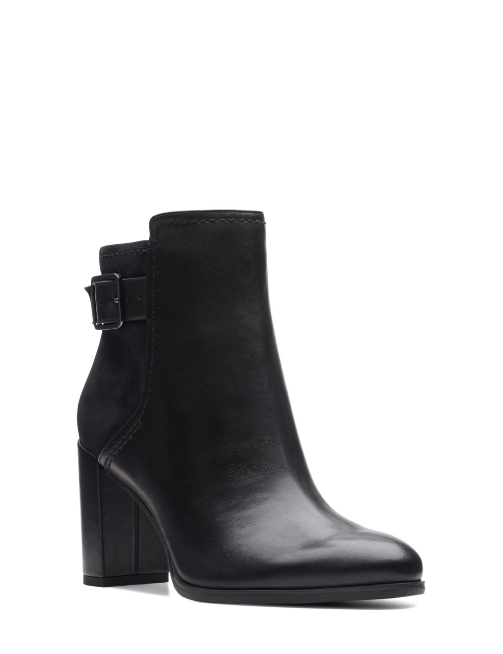 Leather block heel ankle boots top