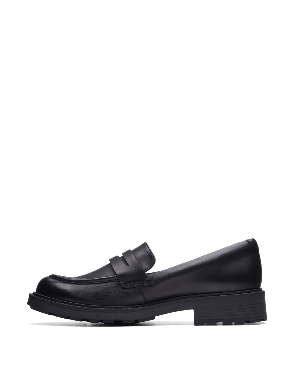 Leather Chunky Block Heel Loafers