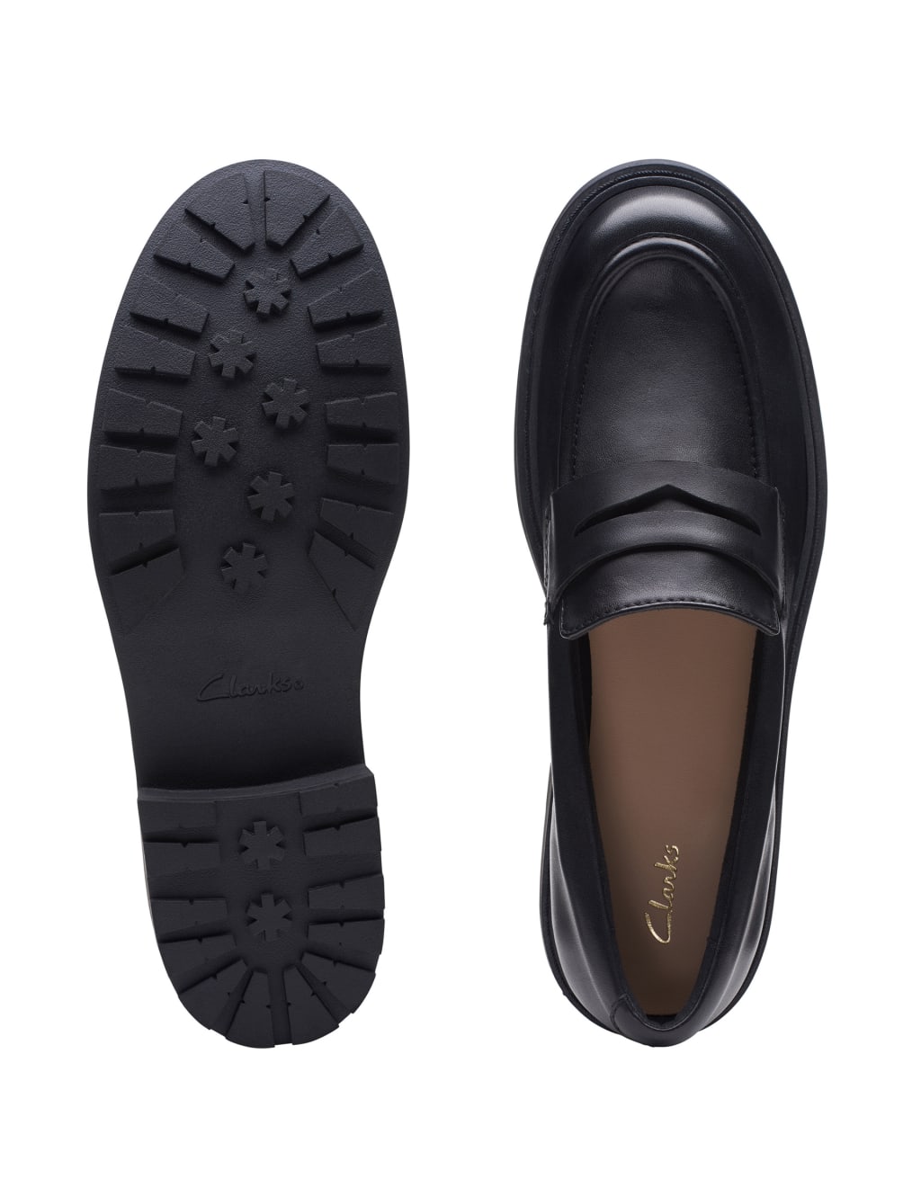 Leather Chunky Block Heel Loafers