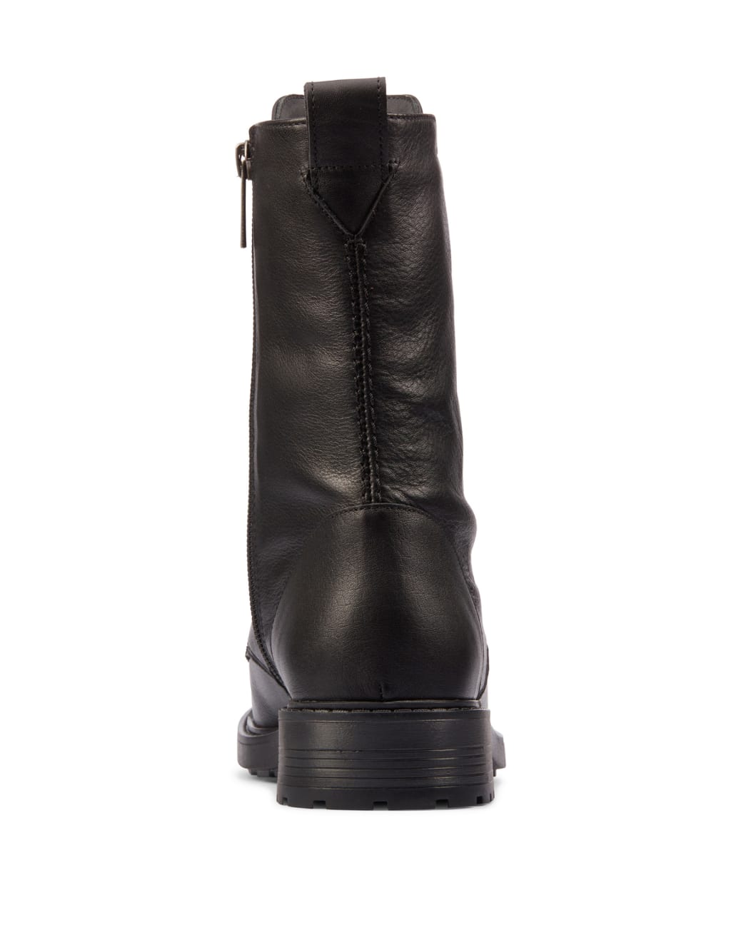 Leather Lace Up Block Heel Boots