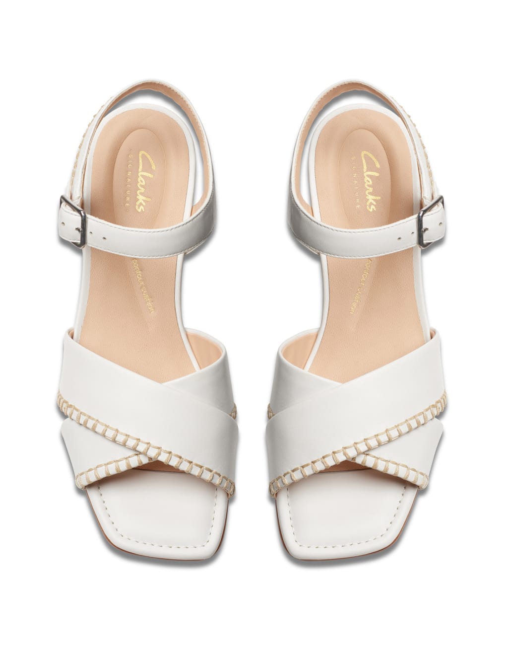 Leather Buckle Block Heel Sandals Clarks M S