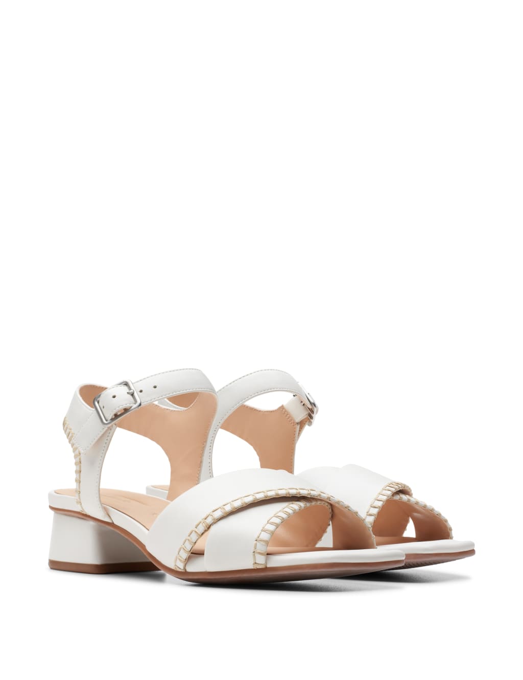 Leather Buckle Block Heel Sandals Clarks M S