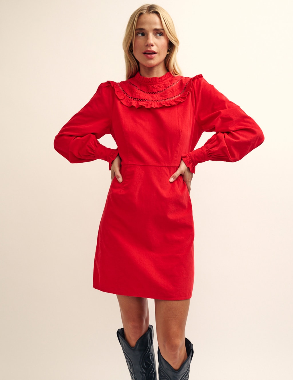 Cotton Embroidered Mini Shift Dress 2 of 6