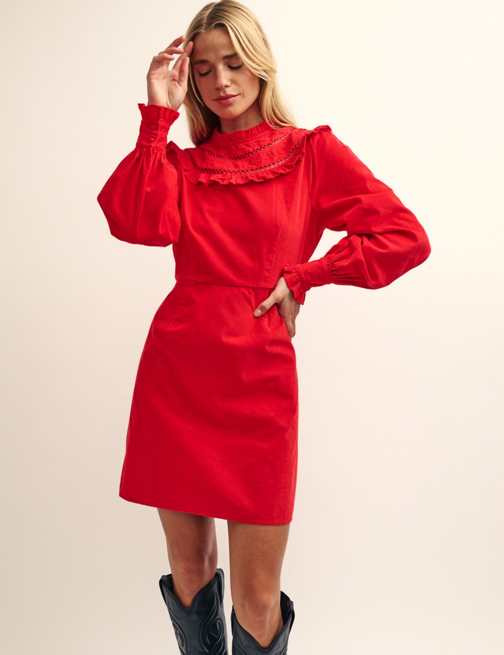 Cotton Embroidered Mini Shift Dress 5 of 6