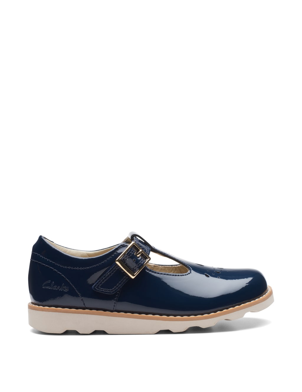 Kids Patent Leather Riptape T Bar Shoes 7 Small 2 Large Clarks M S