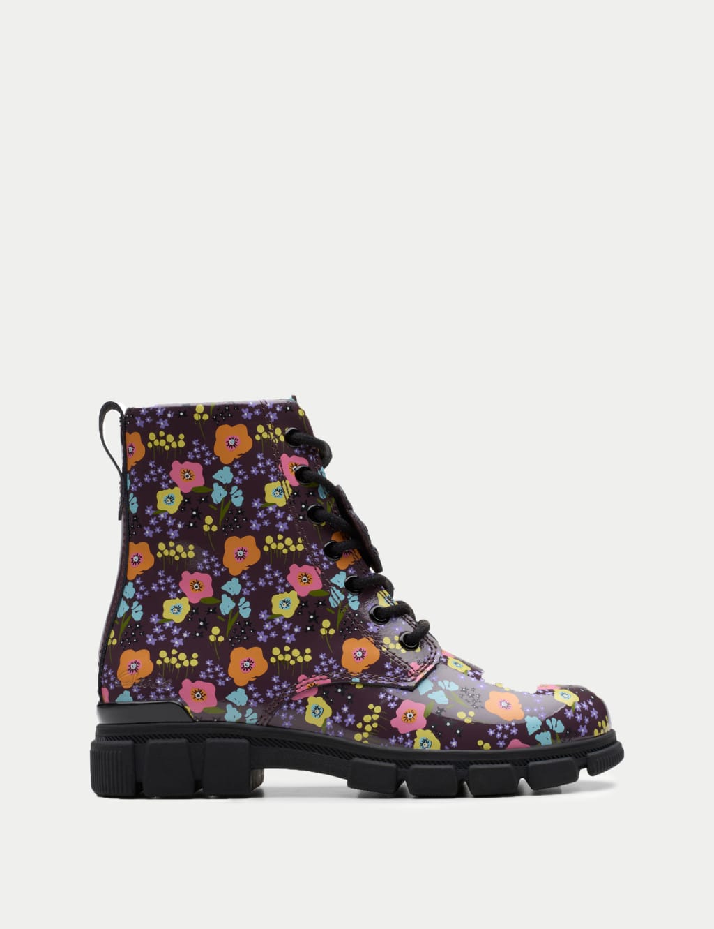 Kids Patent Floral Ankle Boots 7 Small 2 Large