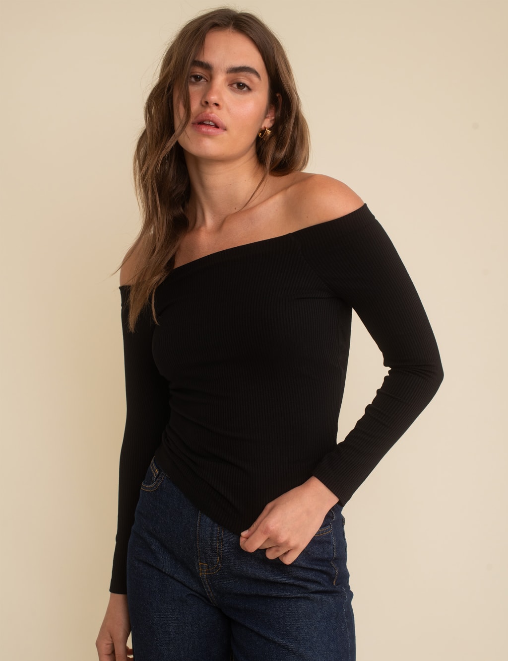 Ribbed Off The Shoulder Top Nobody s Child M S