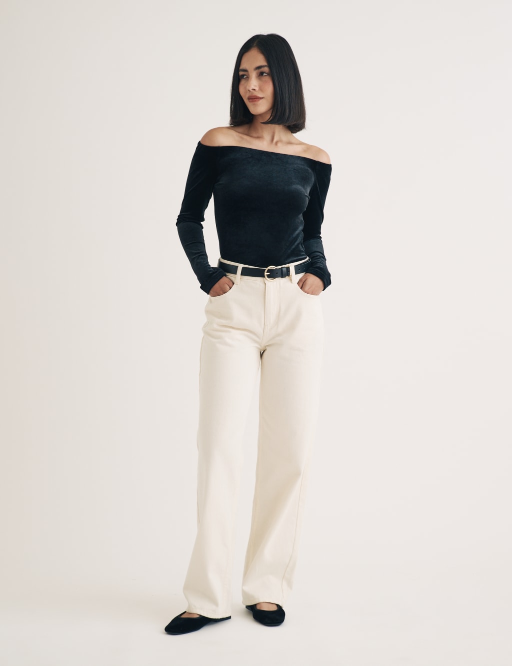 Velvet Fitted Bardot Top Nobody s Child M S
