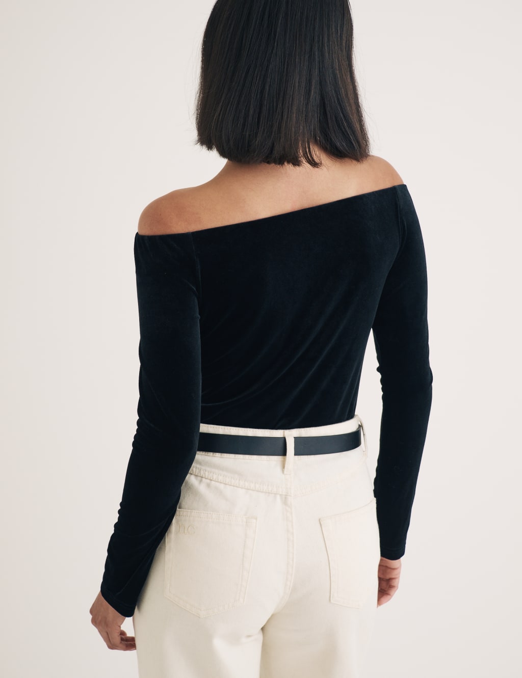 Velvet Fitted Bardot Top 4 of 6