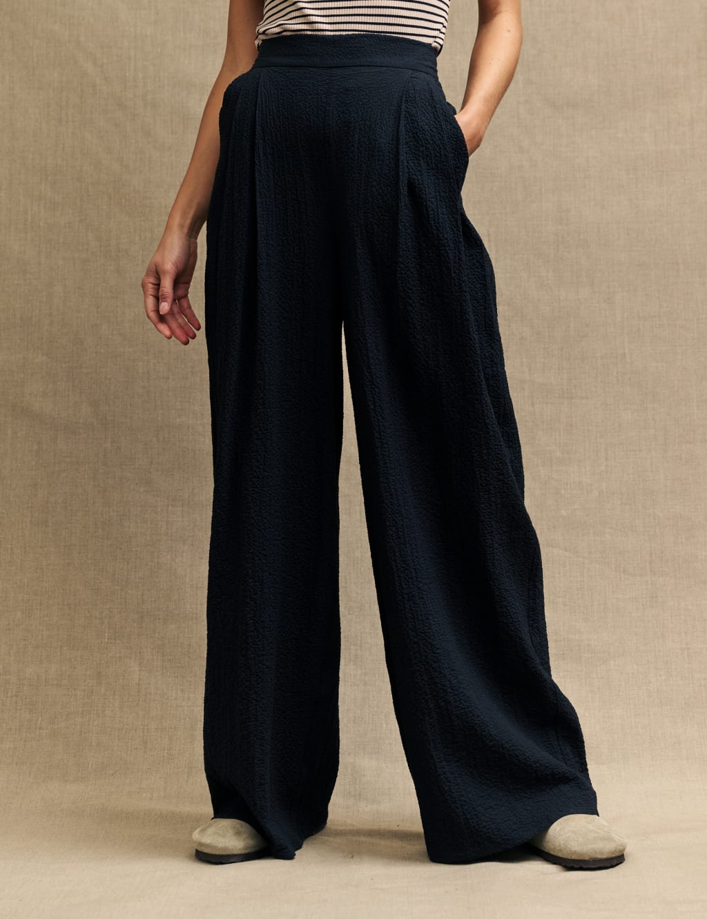 Black wide leg cotton pants clearance