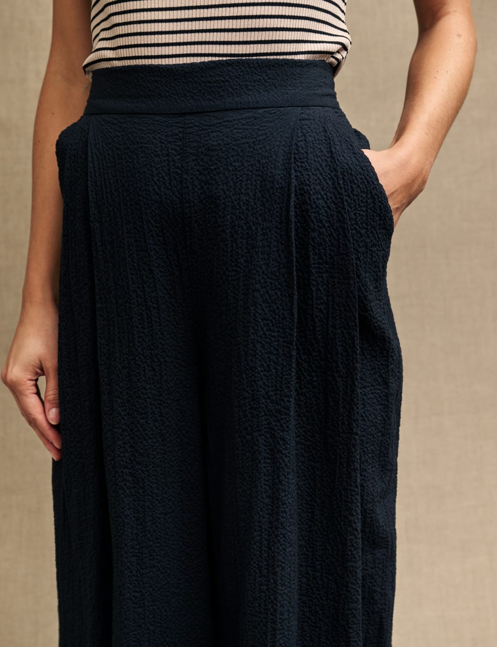 Cotton Blend Wide Leg Trousers 4 of 4