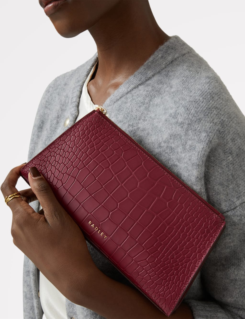 Glasshouse Leather Zip Detail Clutch Bag Radley M S