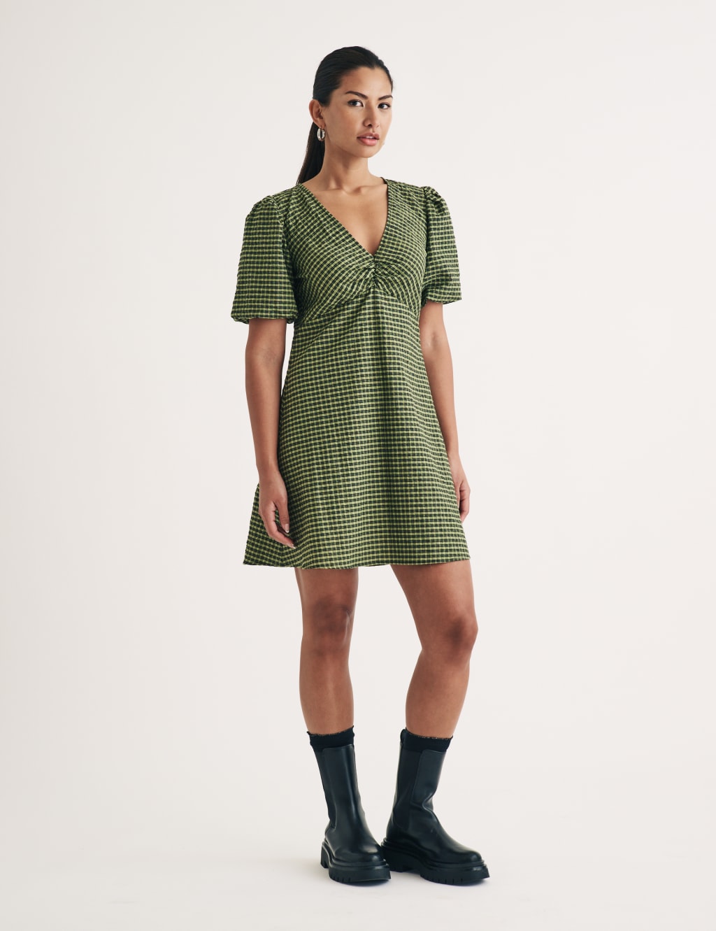 M&s checked dress top