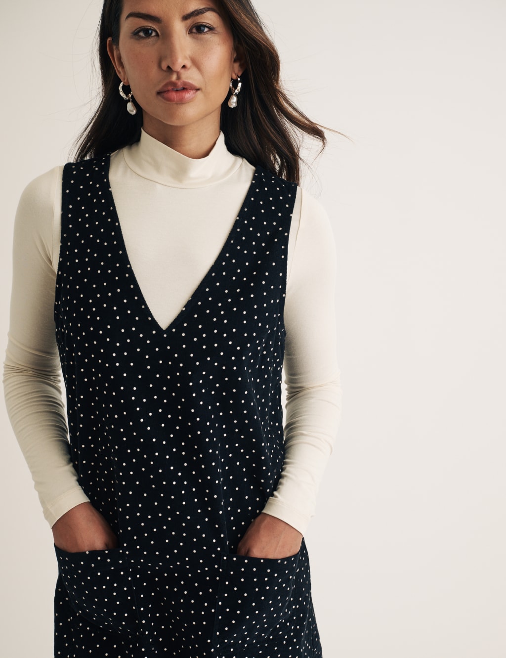 Cord Polka Dot V Neck Mini Shift Dress Nobody s Child M S