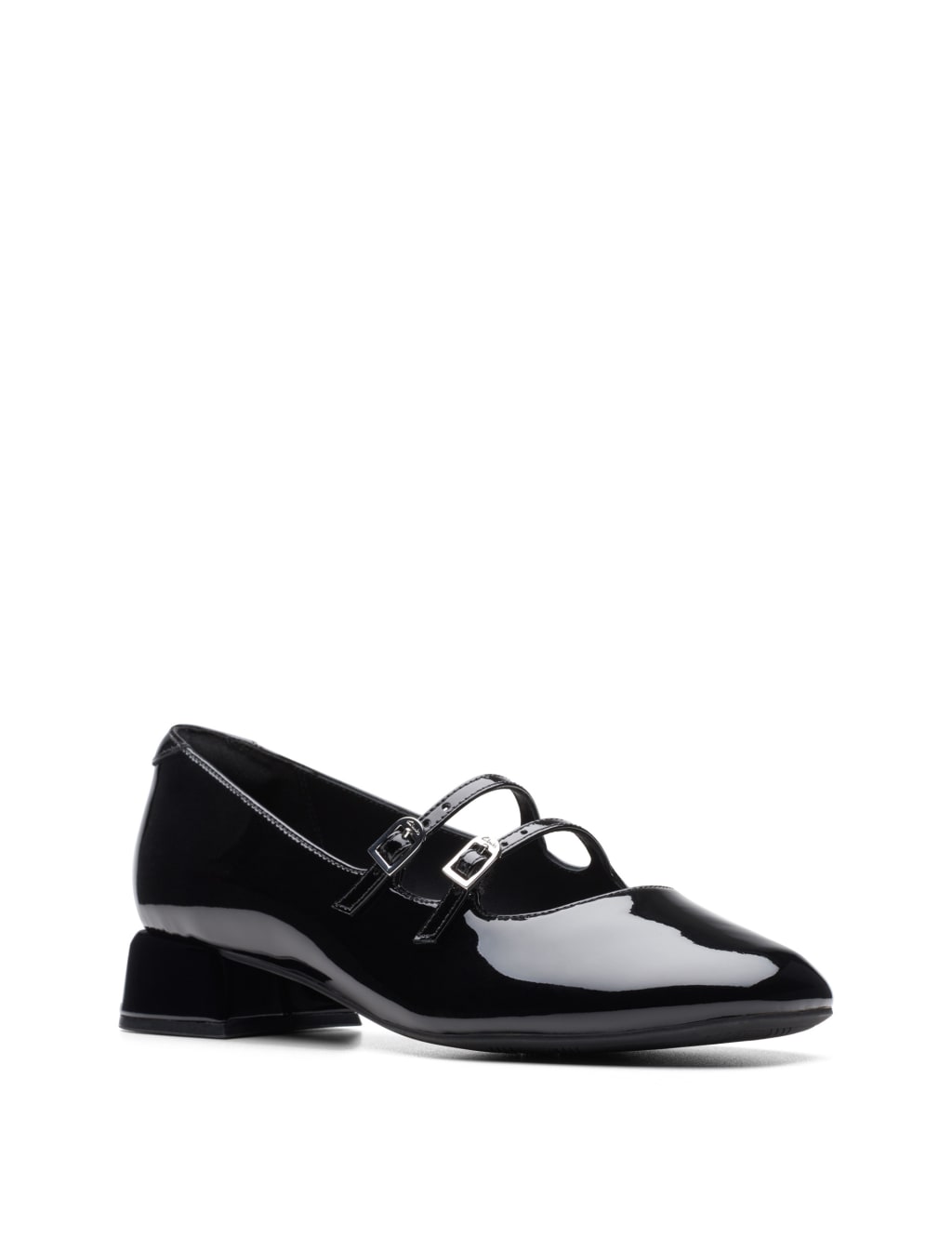Leather Patent Block Heel Court Shoes Clarks M S