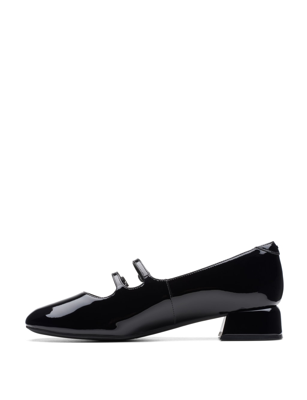 Leather Patent Block Heel Court Shoes 5 of 7