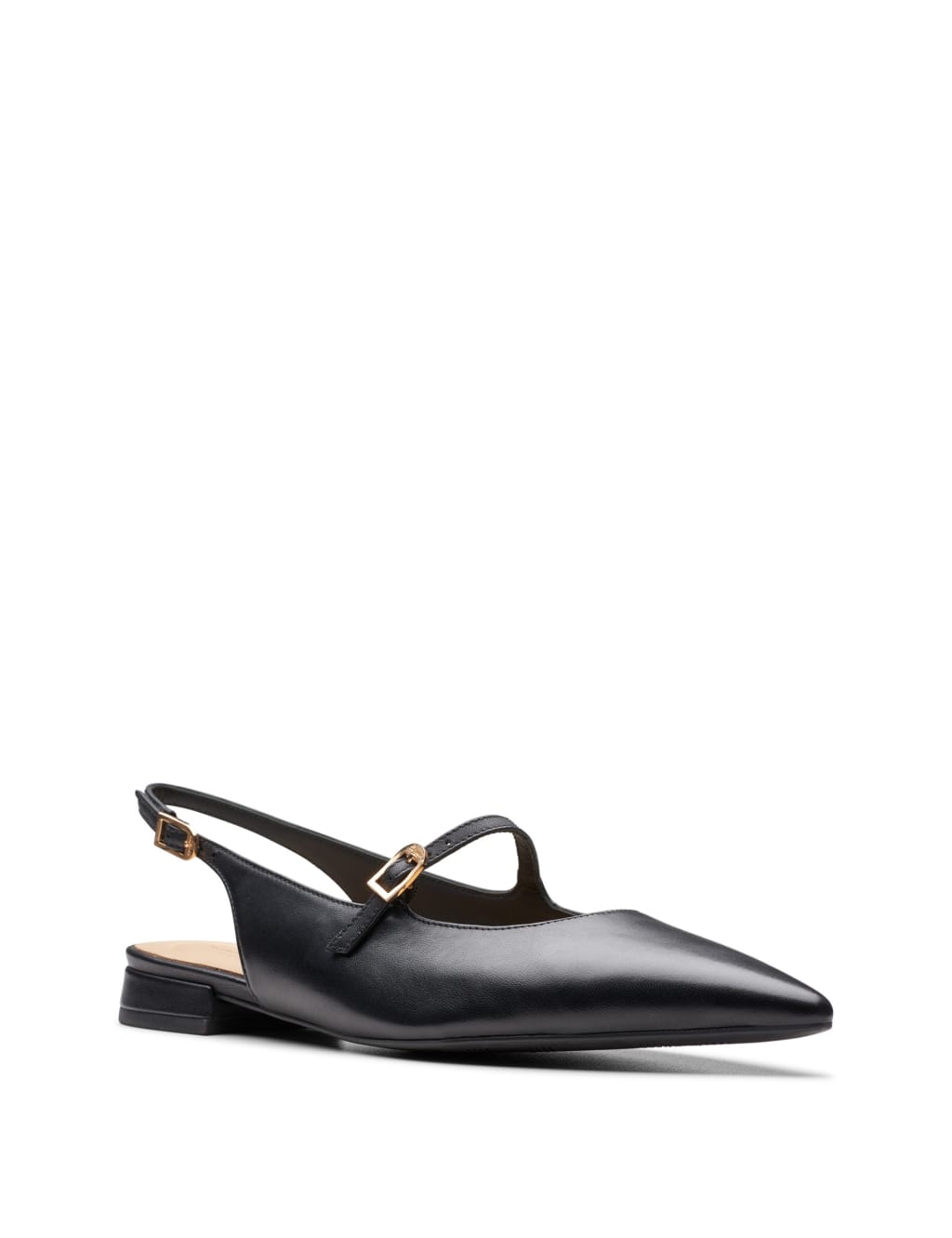 Leather Buckle Flat Slingback Sandals