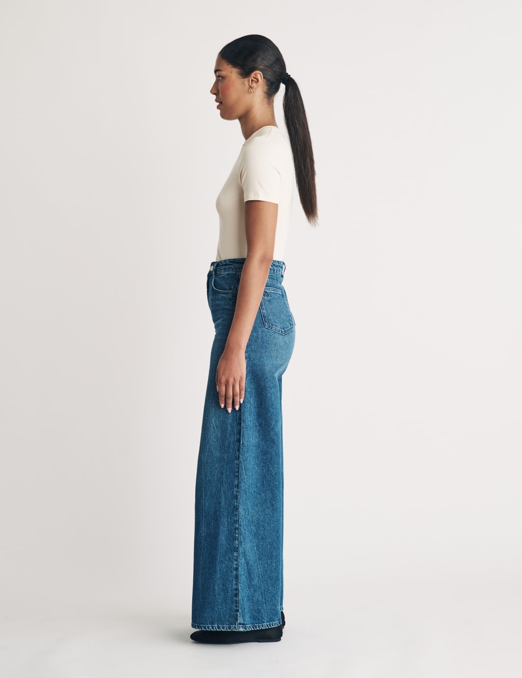 Cotton Rich High Waisted Wide Leg Jeans 3 of 5